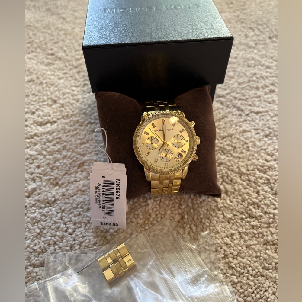 Michael Kors Ladies Gold Tone Chronograph Diamond watch MK5876